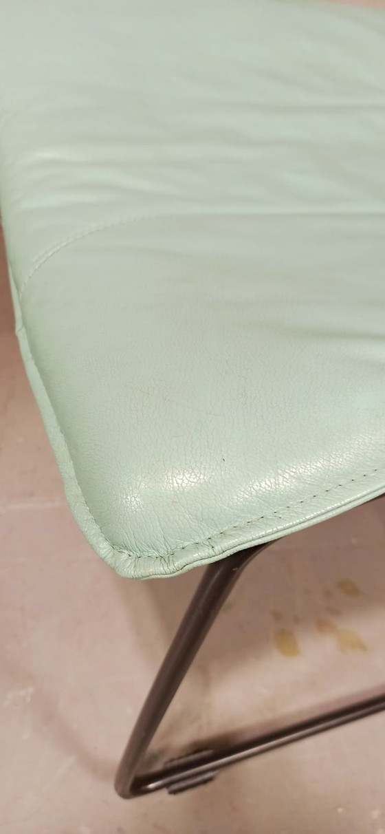 Image 1 of 4 x vintage Italiaanse leren eetkamerstoelen