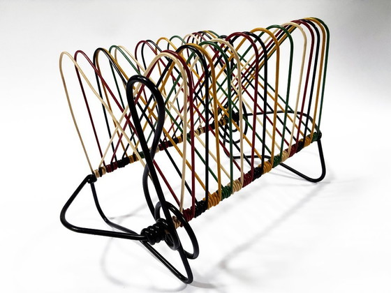 Image 1 of Rangements Vinyles Vintage • Support 45T • Métal Laqué • Scoubidou • 1950-1960