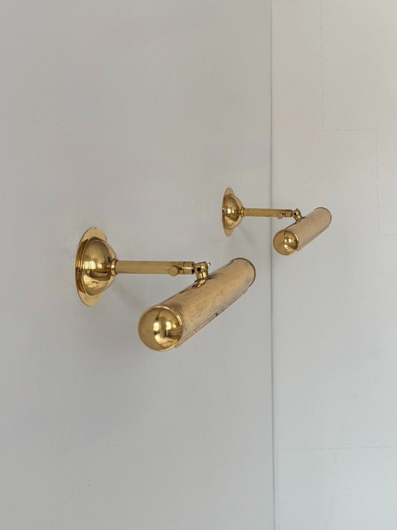 Set van twee vintage verstelbare messing wandlampen, Frankrijk, 1970. – Brass (photo 8 of 9)