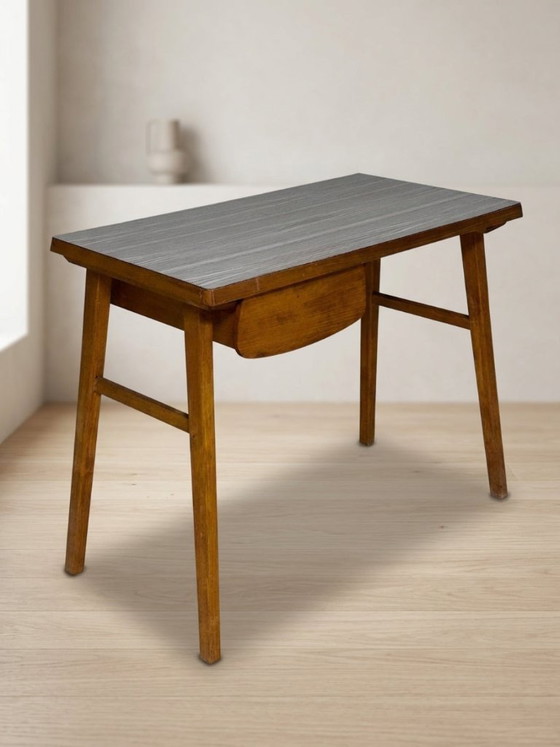 Writing Desk Mid-20th Century Wooden Desk, 90 × 49 × 73 cm (photo 4 of 8)