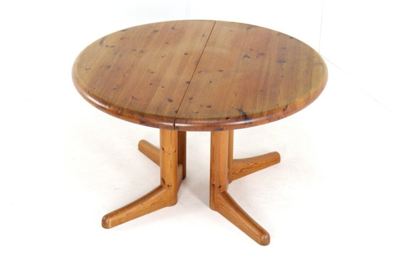 Image 1 of Vamdrup pine ronde 2x verlengbare eettafel 'Idom' vintage Deens