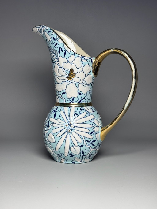 Boch Frères Keramis – Raymond Chevallier – Art Deco Blumenkanne mit Cloisonné-Stil Dekoration, Belgien, ca. 1940er Jahre