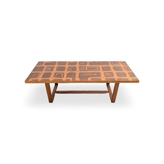 Original Jean Blazy Design Coffee table 1950 Copper – Wood (photo 2 of 7)