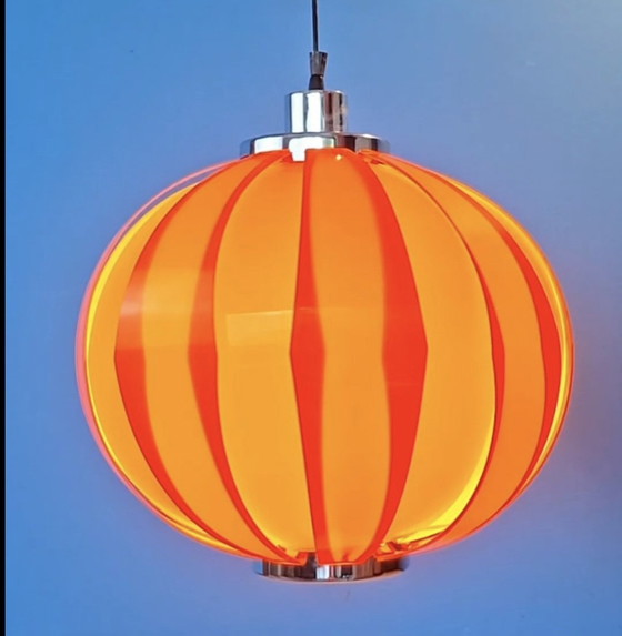 Grande Lampada a Sospensione Vintage Arancione Space Age – Massive, Lampadari, Metal, Plastic (photo 5 of 7)