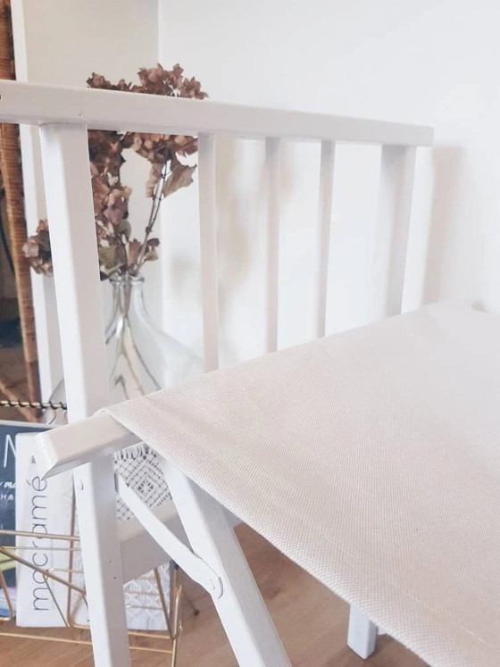 Sedia pieghevole vintage in legno bianco – Sedie e poltrone, Wood, Cotton (photo 6 of 8)