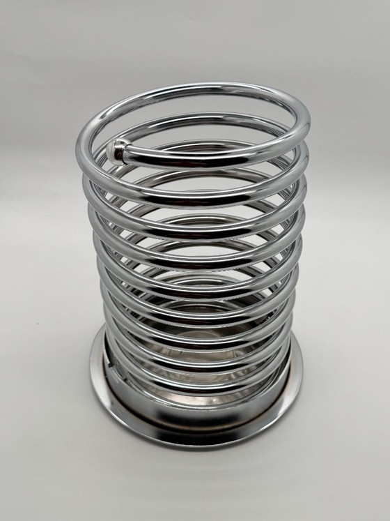 Porte-parapluies spirale vintage en chrome, Postmoderne / Space Age, Objets déco, Métal, Argenté (photo 2 sur 12)