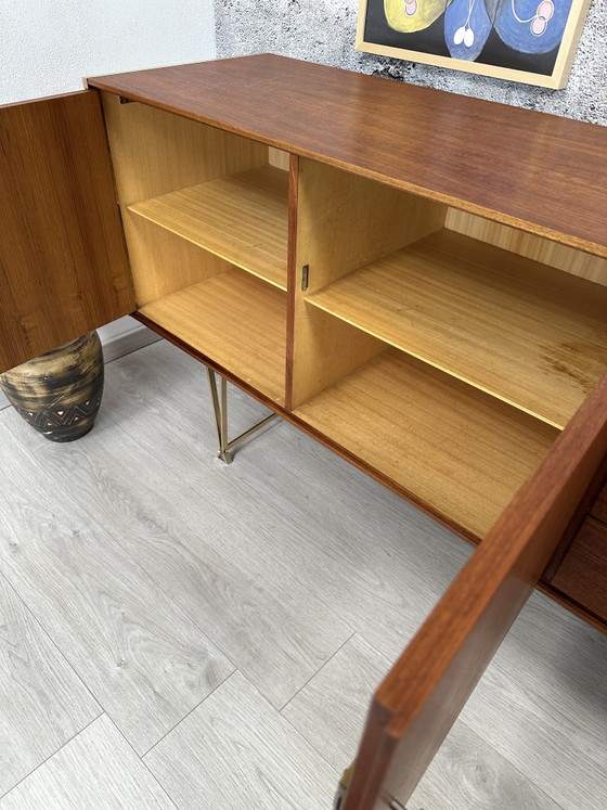 Midcentury teak sideboard chest of drawers brass Fristho, 50s 60s – Wood (photo 5 of 15)