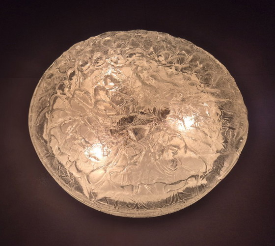 Image 1 of Doria Leuchten Ice Glass Ceiling Lamp  Mid-Century Vintage Retro Lamp