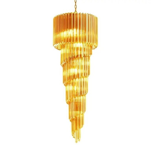 Lustre contemporain en verre de Murano ambré « Quadriedro » style Venini