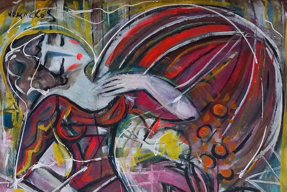 Image 1 of Hrasarkos - Fille Au Parapluie - Peinture Acrylique