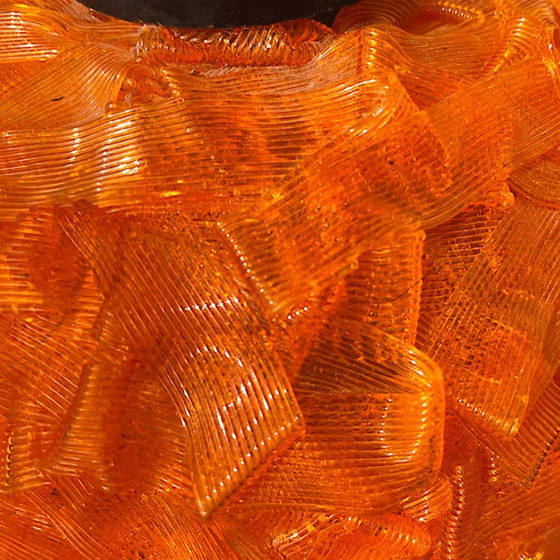 Space Age Orange Lucite Spaghetti 3-Light Cascading Hanging Light Chandelier, 1970s – Wood (photo 7 of 11)