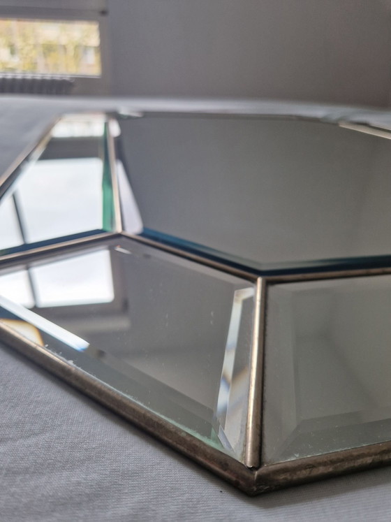 Wall Mirror (Domino 70s/80s), Brass, Glass, Grey (photo 3 of 8)