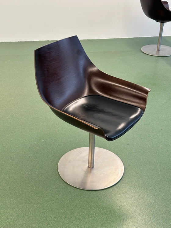 Set of Four Swivel Armchairs by Ostwald & Nolting, Italy, Leather, Black, Modern (photo 2 of 8)