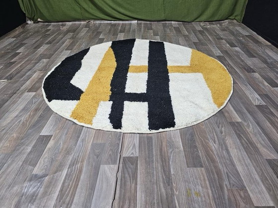 Handmade Round Rug in Natural Wool 200/200cm, Rugs & carpets, Black (photo 2 of 7)