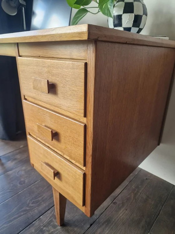 Vintage oak Desk - Eeka Meubelen - 50s/60s – Mid-Century Modern – Wood, Mid Century Modern (photo 14 of 23)