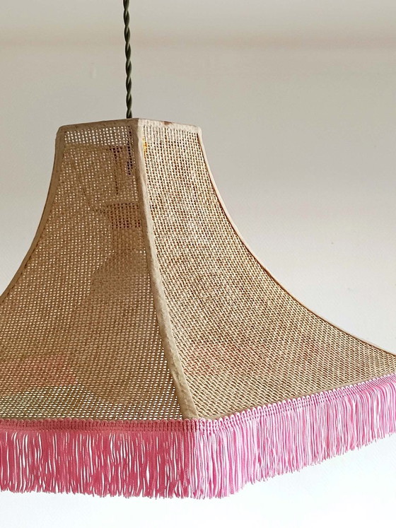 Decorazione vintage da appendere in juta e frange rosa – Lampade a sospensione, Rattan (photo 4 of 7)