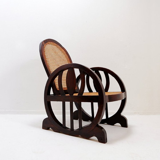 Image 1 of Art Deco armchairs in wood, with caned seat and back, circa 1930