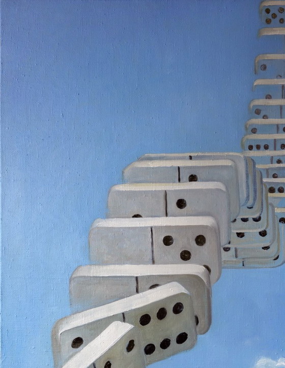 Pintura al Óleo Original Arte Contemporáneo Simbolismo Dominó – Pinturas y dibujos, Canvas (photo 4 of 7)