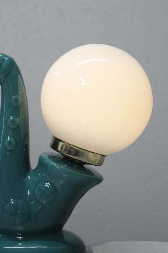 Image 1 of Vintage Saxophone Lamp Ceramic & Opaline Design 1980S