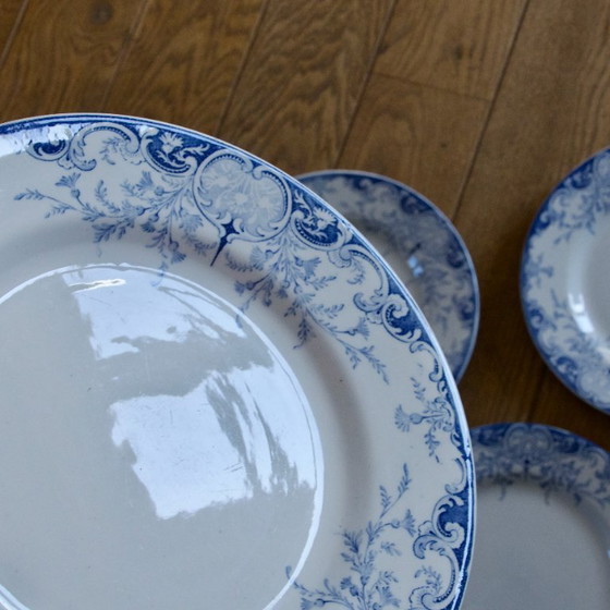 Image 1 of 7 antique 19th century ironstone plates KG Luneville "Phoenix"