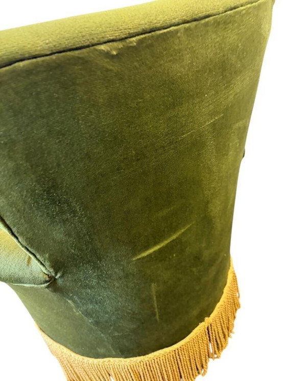 Image 1 of Fauteuil cocktail/fauteuil une place/chaise vintage vert mousse à franges