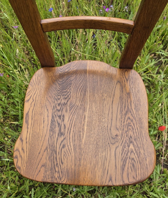 Image 1 of Massief eiken brutalist stoelen – set van 4