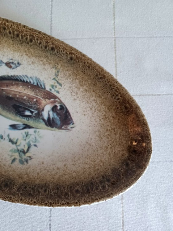 Image 1 of Cerámica V.A.R.M. - Italia, años 90 - 6 platos ovalados decorados a mano - motivo de peces