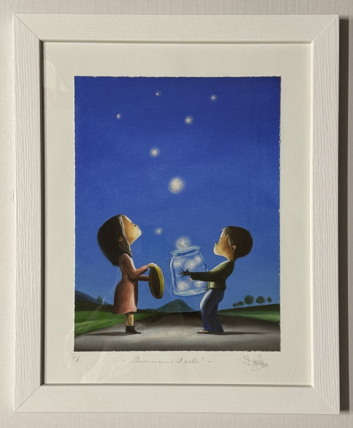 Diego Santini Fine Art Giclée Painting 40x50cm, Let's Light Up the Sky – giclee prints, Paper