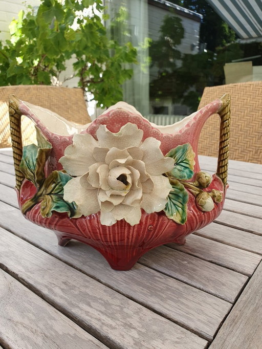 Two jardinières majolica art nouveau