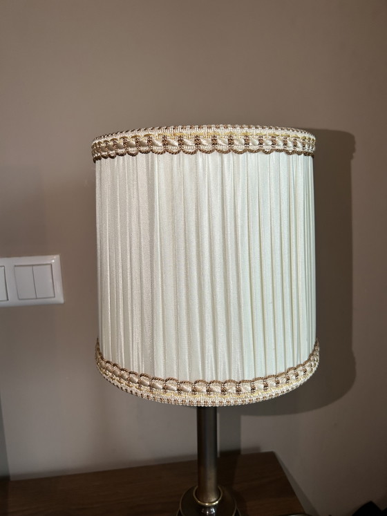 Lampada da tavolo classica in ottone con paralume a pieghe (vintage) – Lampade da tavolo, Other (photo 2 of 10)