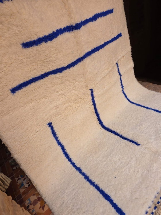Image 1 of Alfombra Beni Ourain azul y crema, 258 x 161 cm