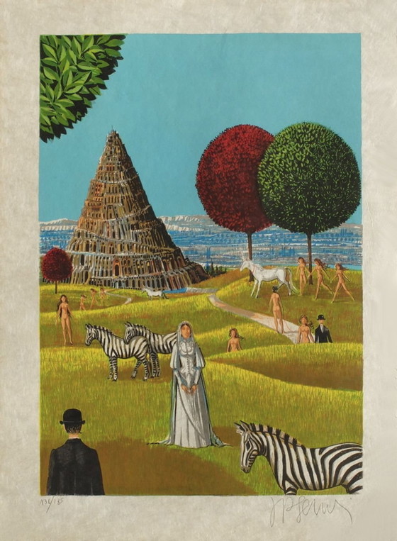 Image 1 of Jean Pierre SERRIER La sposa di Babele Litografia firmata