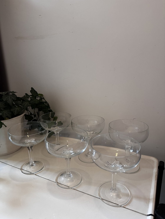 Image 1 of Set di 6 bicchieri da champagne coupe in cristallo