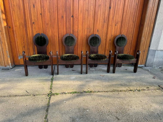 Mid-Century Dining Chairs from Szedleczky Maria, 1960s, Set of 4, Brown, Mid Century Modern (photo 2 of 6)