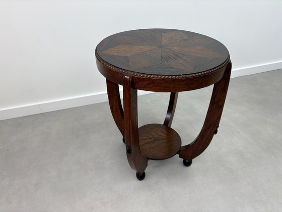 Amsterdam School Art Deco side table from the 1920s/30s, Wood, Brown (photo 7 of 10)