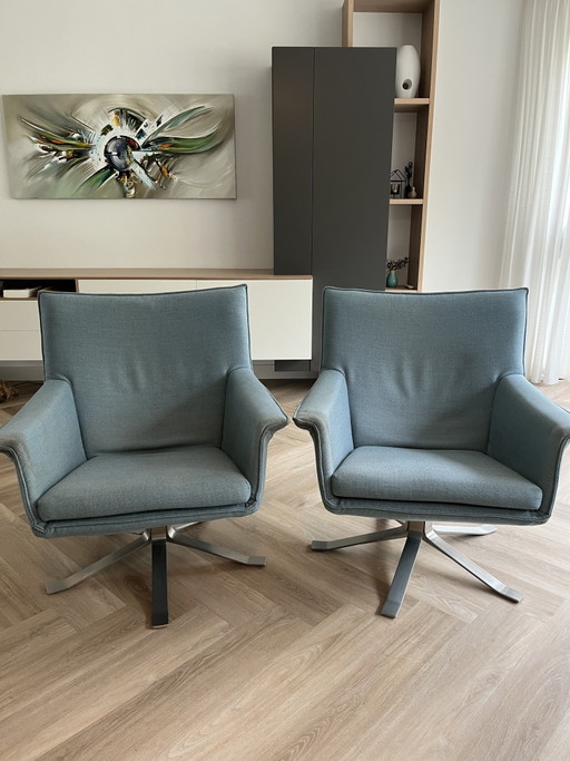 2 Design in Stock Djenne Swivel Armchairs (Cleaning Needed) – Design on Stock, draaistoelen, polished steel, Wool