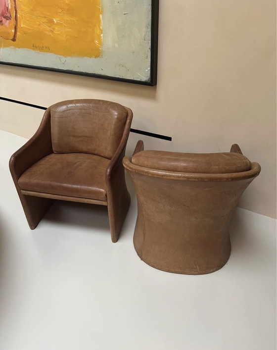 Image 1 of Coppia di sedie classiche in pelle Minotti