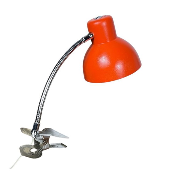 Small vintage orange clip-on portable accent lamp spot night light, Table lamps, Metal (photo 7 of 7)