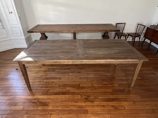Grande table de ferme Provence en chêne massif - 300 x 100 cm