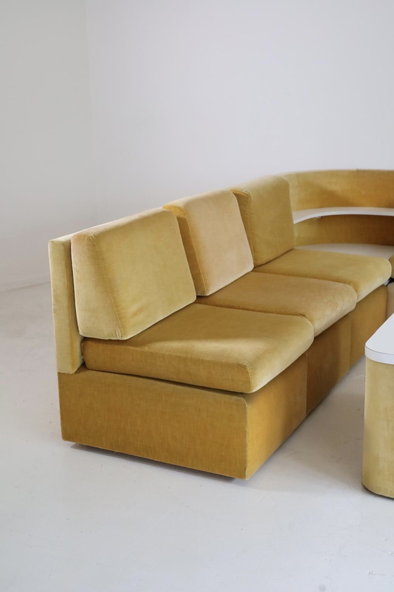 Image 1 of Modular U-shaped sofa, 8-piece yellow velvet