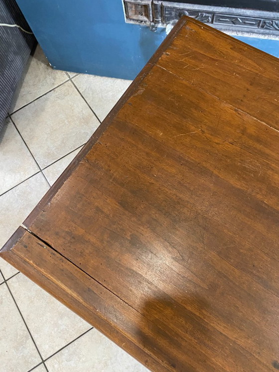 Schreibtisch mit einer großen Schublade aus massiver Eiche, um 1950, 78 x 58 cm – Wood (photo 10 of 19)