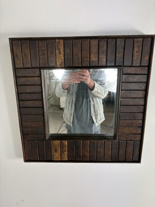 Vintage solid wood square mirror