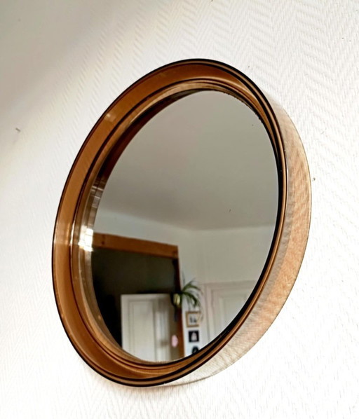Round 40cm plexiglass mirror, Gilac 1970
