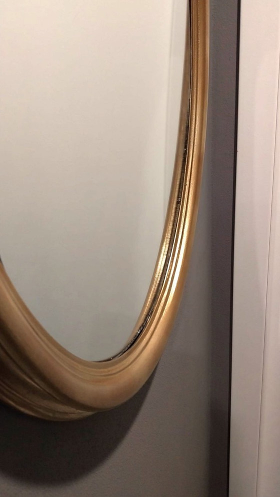 Image 1 of Vintage Oval Mirror with Wide Gilt Frame – Aged Patina, 80 cm