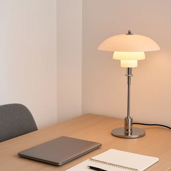 Nuova Lampada da Tavolo Vetro Opale Design Danese 50cm Stile Poulsen – Lampade da tavolo, Glass, Metal (photo 5 of 15)