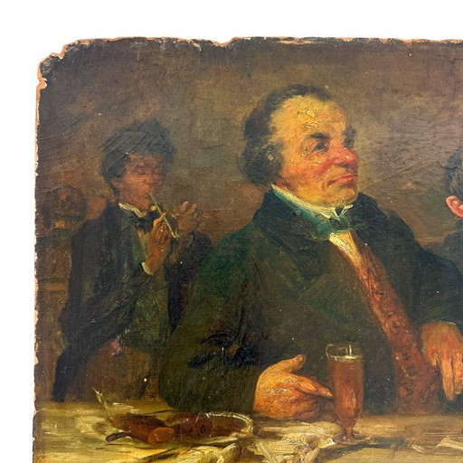 Antikes deutsch-französisches Café-Gemälde – Die Rose blüht