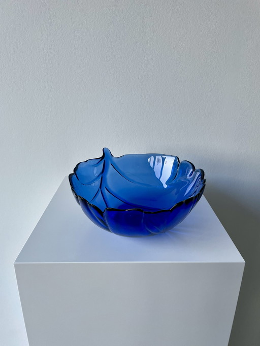 Schaal Bladvorm Blauw Glas