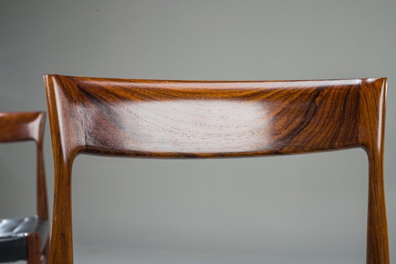 Image 1 of Mid Century Palisander Esszimmerstuhl mit Leine, 1950er Jahre, 4er Set