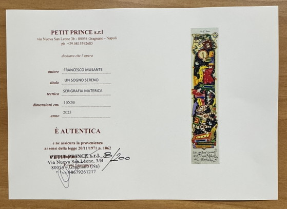 Francesco Musante, 10 x 50 cm, Siebdruck, Ein friedlicher Traum im Rahmen – Lithographien & Drucke, Paper (photo 5 of 5)