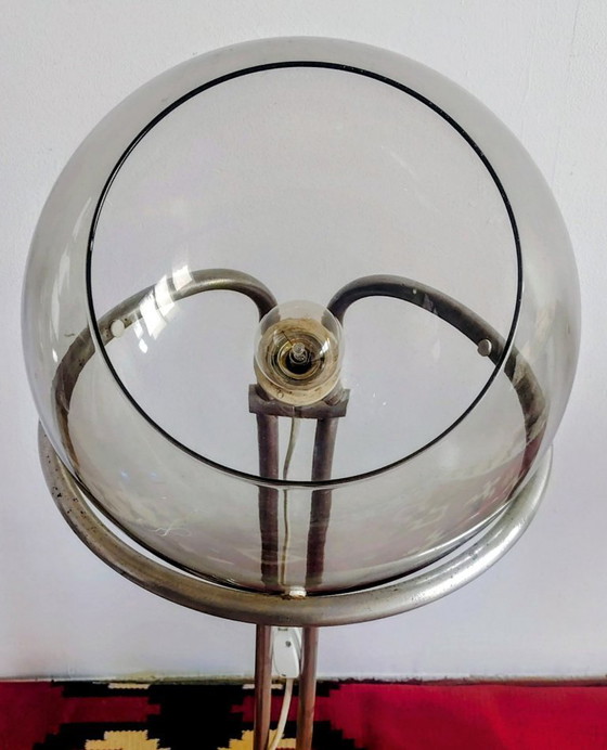 Image 1 of Modernist bauhaus glass ball floor lamp. Designer: Házi Tibor